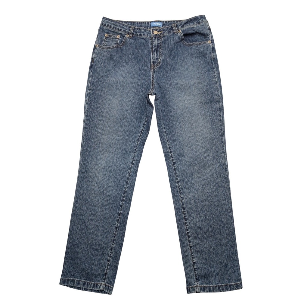 Westport Straight Leg Jeans Womens 10 Average Blue Medium Wash Stretch Denim